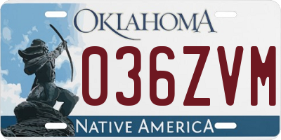 OK license plate 036ZVM
