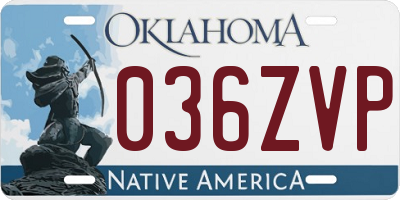 OK license plate 036ZVP