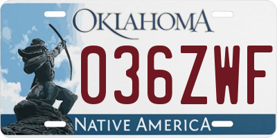 OK license plate 036ZWF