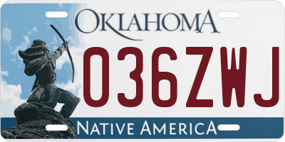 OK license plate 036ZWJ