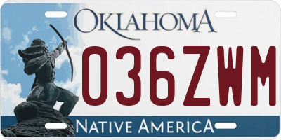 OK license plate 036ZWM