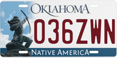 OK license plate 036ZWN