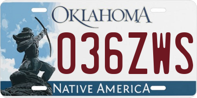OK license plate 036ZWS