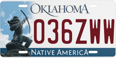 OK license plate 036ZWW