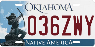 OK license plate 036ZWY