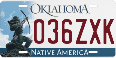 OK license plate 036ZXK