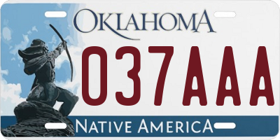 OK license plate 037AAA