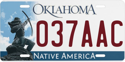 OK license plate 037AAC