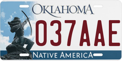 OK license plate 037AAE