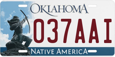 OK license plate 037AAI