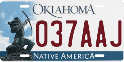 OK license plate 037AAJ