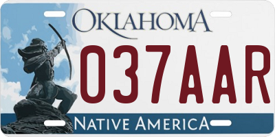 OK license plate 037AAR