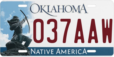 OK license plate 037AAW