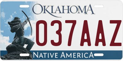 OK license plate 037AAZ