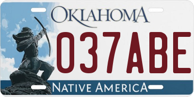 OK license plate 037ABE