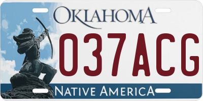 OK license plate 037ACG