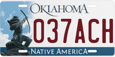 OK license plate 037ACH