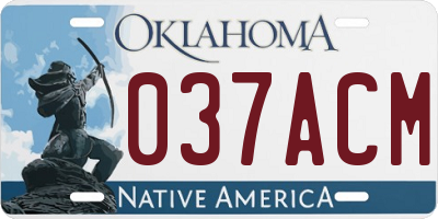 OK license plate 037ACM