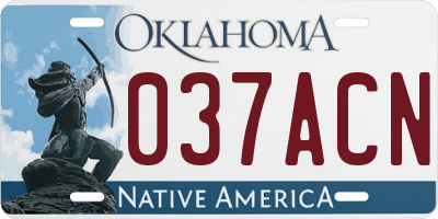 OK license plate 037ACN