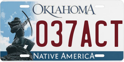 OK license plate 037ACT