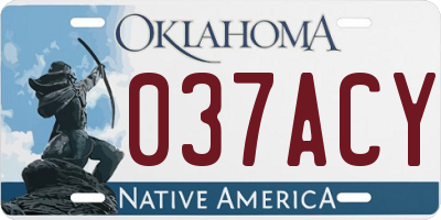 OK license plate 037ACY