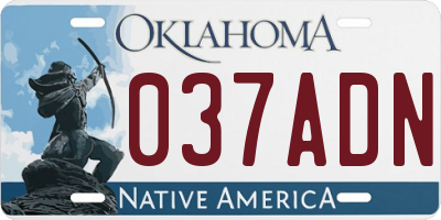 OK license plate 037ADN