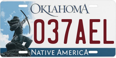 OK license plate 037AEL