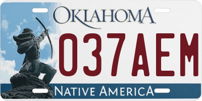 OK license plate 037AEM