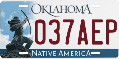 OK license plate 037AEP