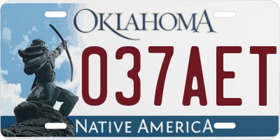 OK license plate 037AET