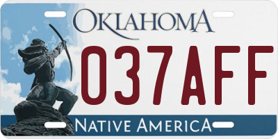 OK license plate 037AFF