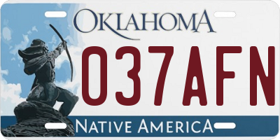 OK license plate 037AFN