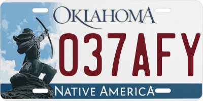 OK license plate 037AFY