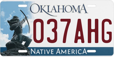 OK license plate 037AHG