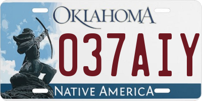 OK license plate 037AIY