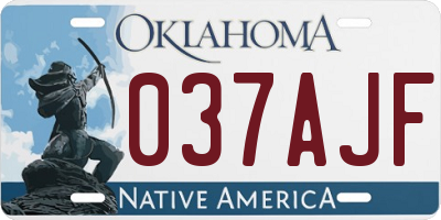 OK license plate 037AJF