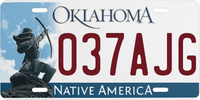 OK license plate 037AJG