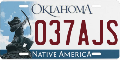 OK license plate 037AJS