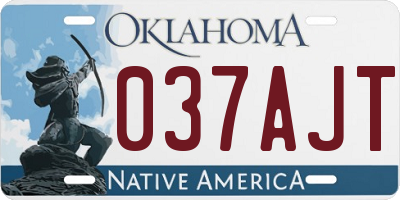 OK license plate 037AJT
