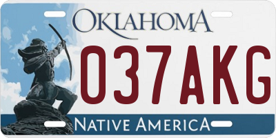 OK license plate 037AKG