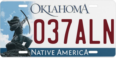 OK license plate 037ALN