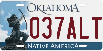 OK license plate 037ALT