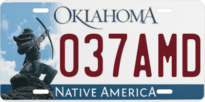 OK license plate 037AMD