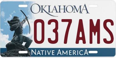 OK license plate 037AMS