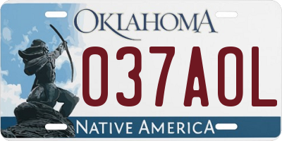 OK license plate 037AOL