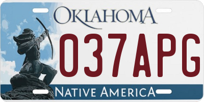 OK license plate 037APG