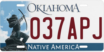 OK license plate 037APJ
