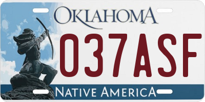 OK license plate 037ASF