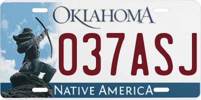 OK license plate 037ASJ