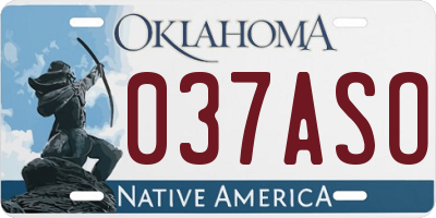 OK license plate 037ASO